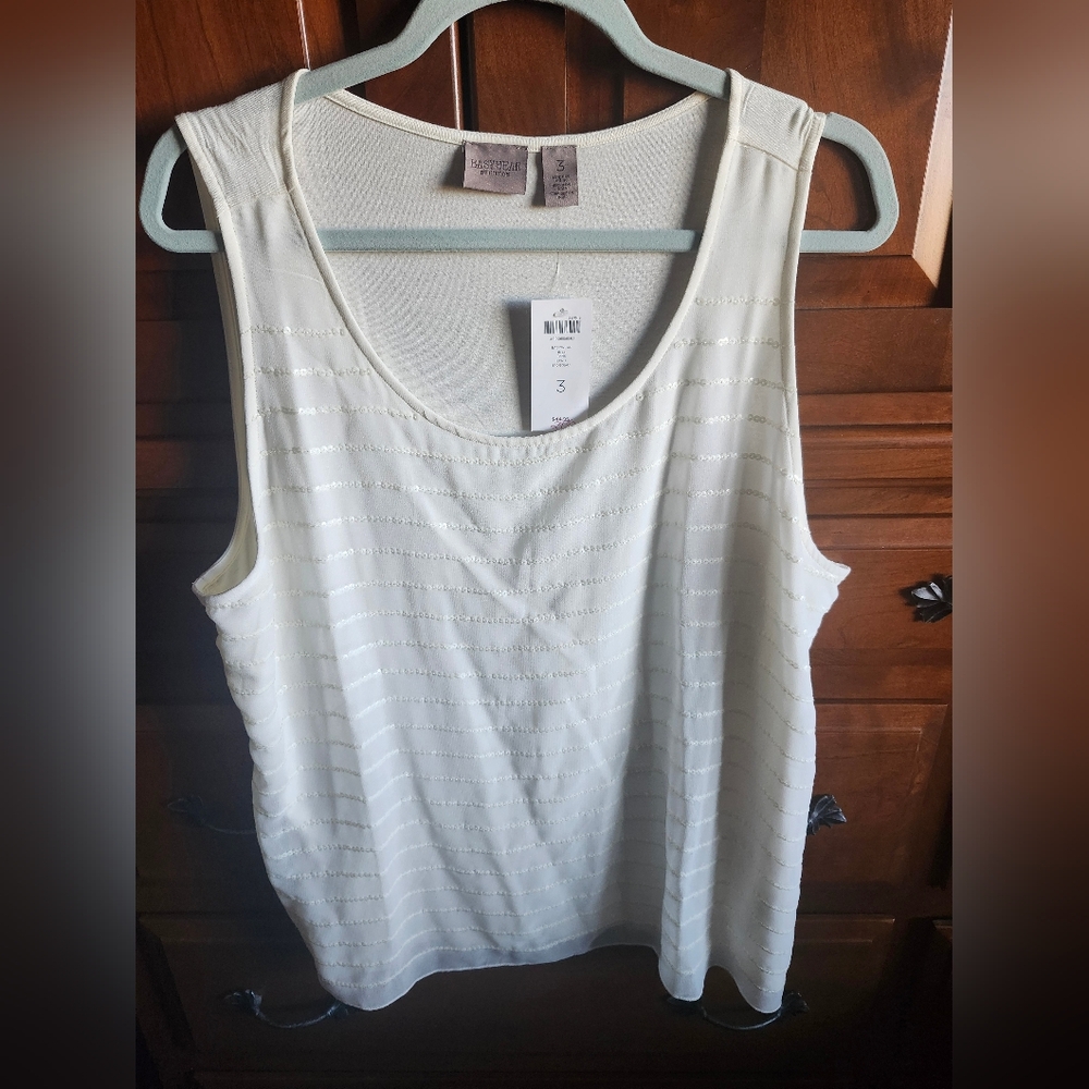 Chics Easywear Women's Ecru Sleeveless Top Or Shell - Picture 3 of 6